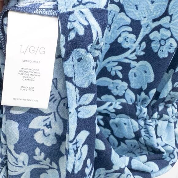 CAbi Blue Floral Java Dress #5265 Drawstring Waist Above the Knee Women's Large - Picture 4 of 5